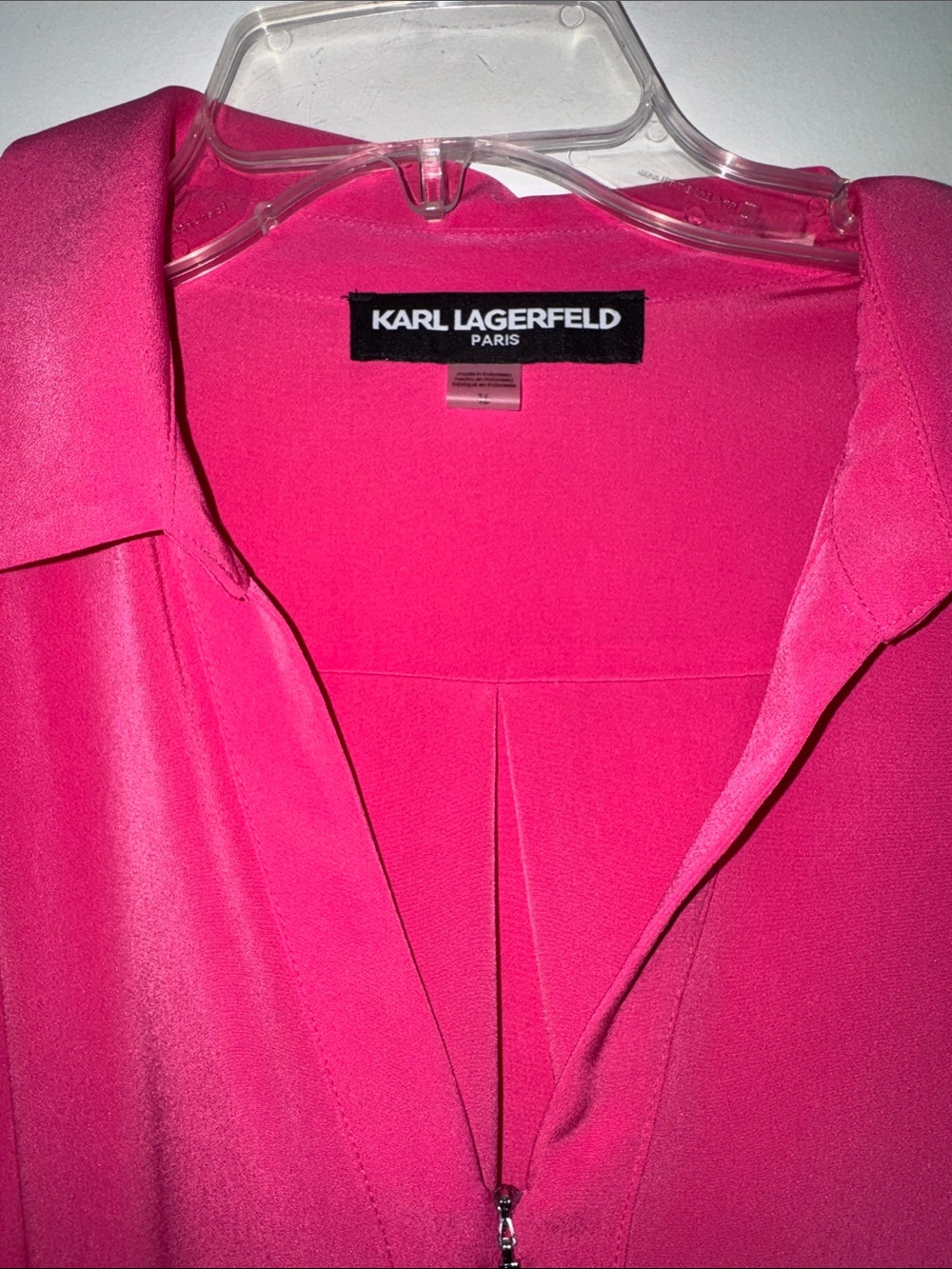 Karl Lagerfeld Hot Pink Long Sleeve Belted Dress - Picture 5 of 16